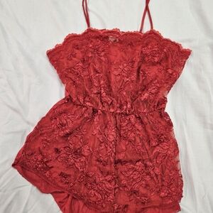 Vintage Samye red lace teddy